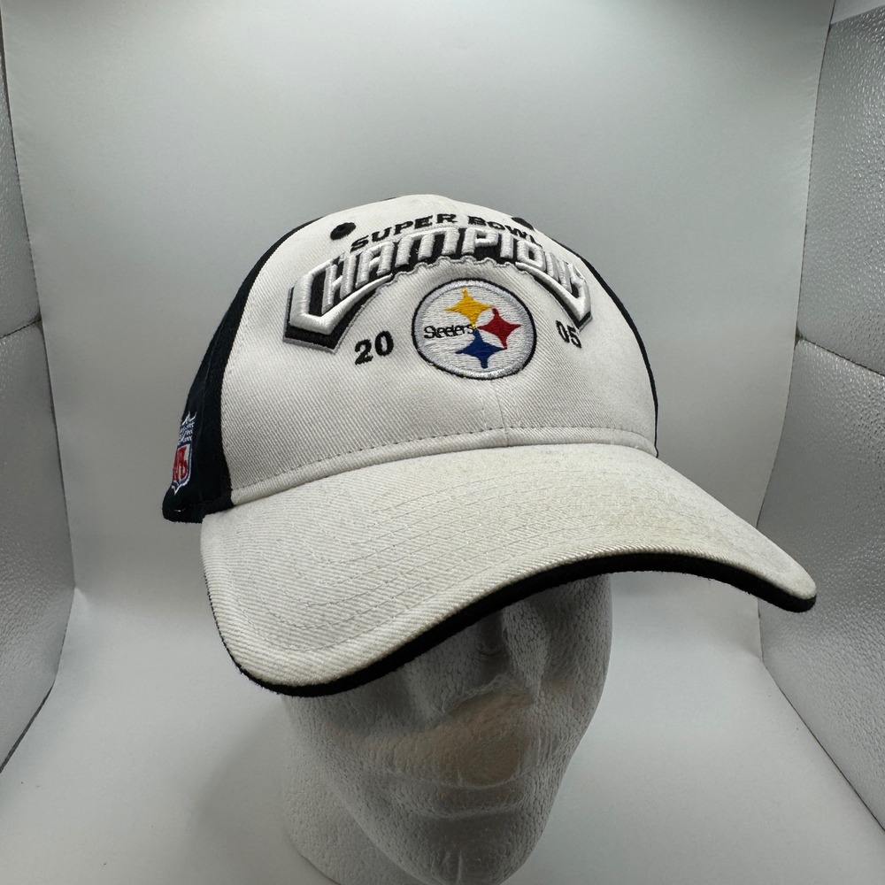 Reebok OSFA Pittsburgh Steelers Hat Men White 2005 Super Bowl Champions XL Cap